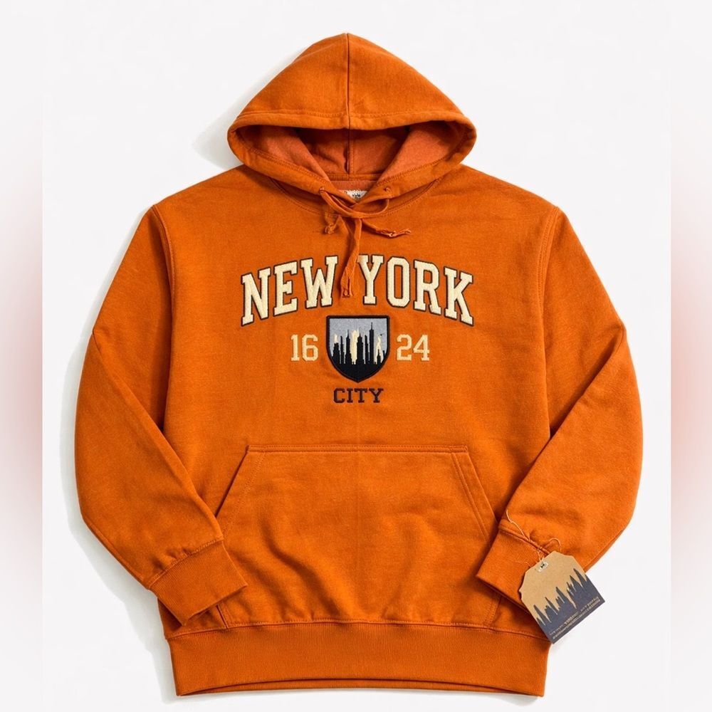 New York City Orange Pullover Hoodie unisex Sz Medium NWT - Picture 2 of 7